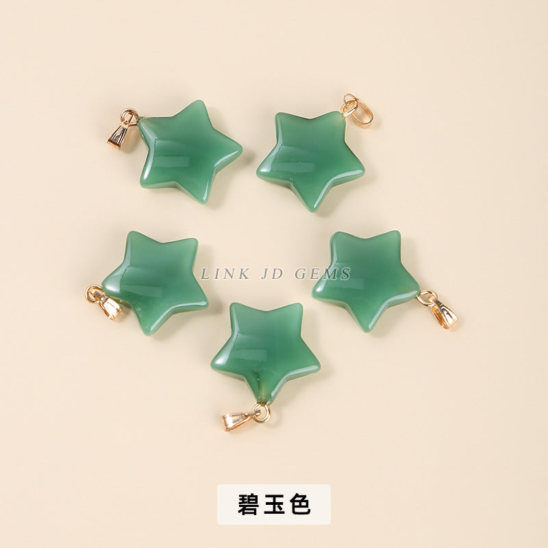 20Mm imitation jade glass crystal magic pentagram pendant