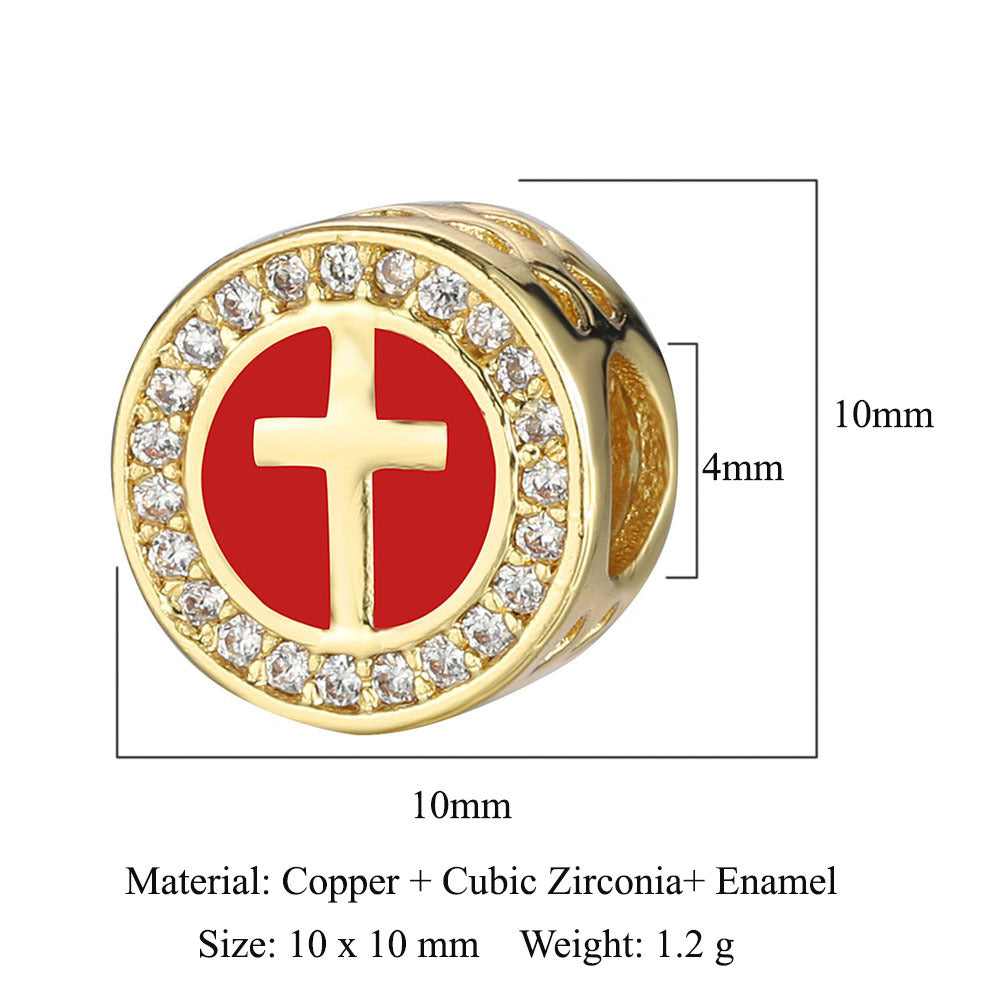 Cross Bergamot Copper Zircon Beads Spacer Beads