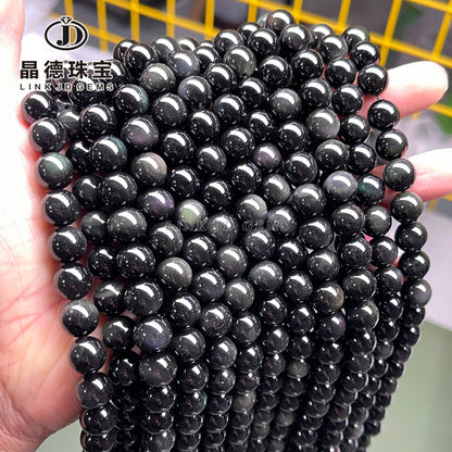 Natural Obsidian Round Beads Rainbow Eye Obsidian