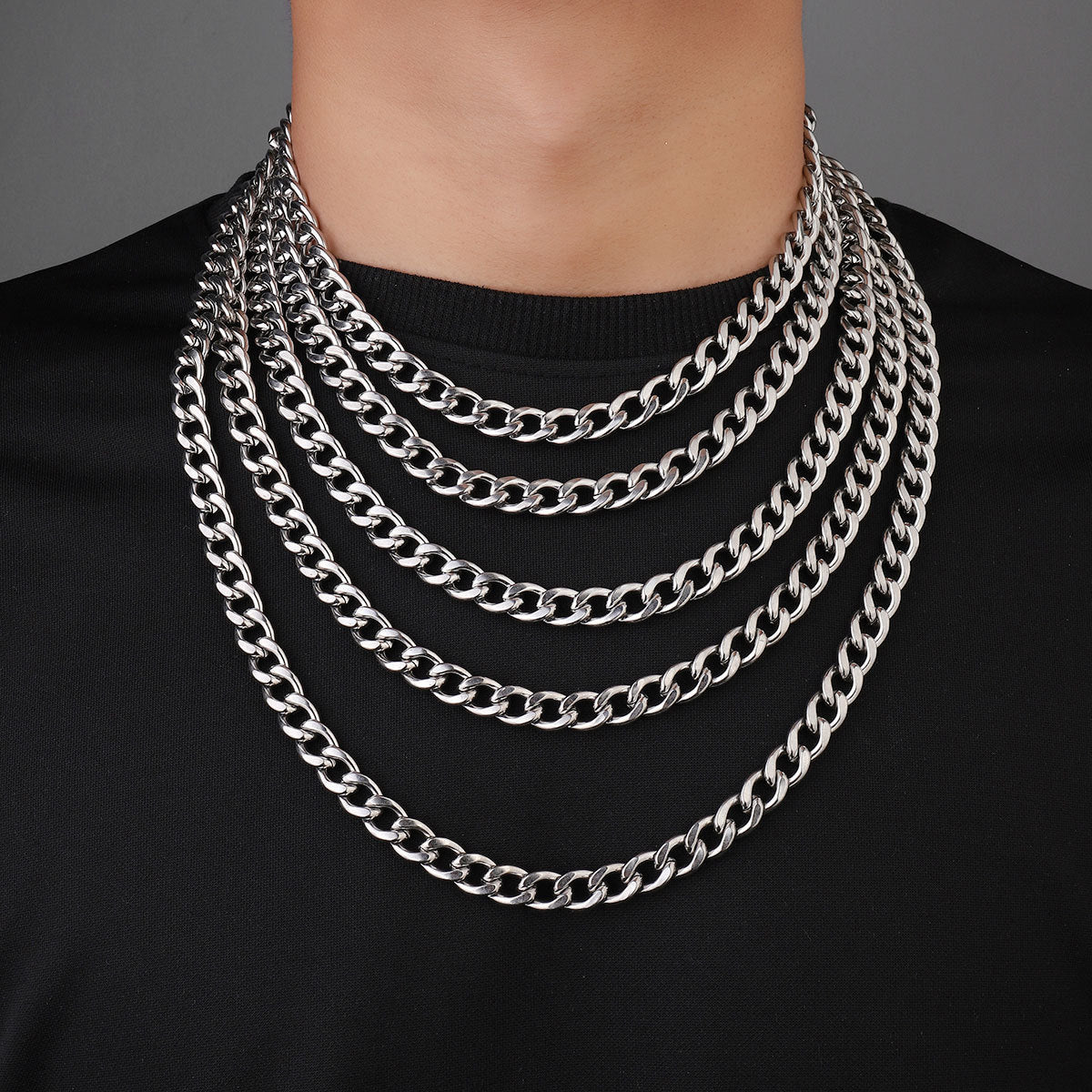 9Mm Titanium Steel NK Chain Necklace Rough Hip Hop Cuban Chain