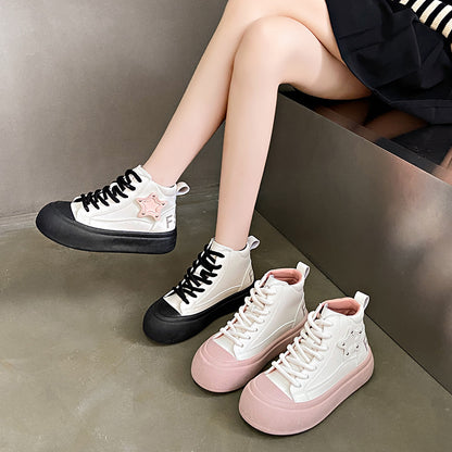 New thick bottom high top big head star sneakers for women