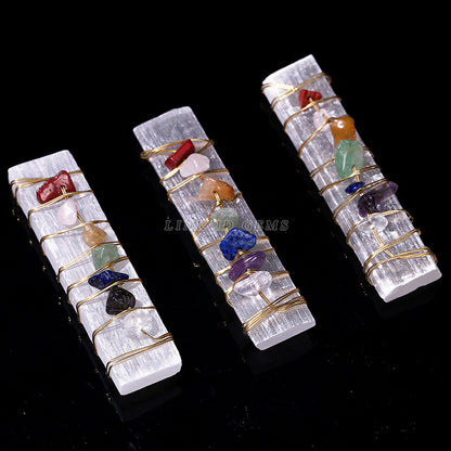 Colorful gravel winding silk natural gypsum stone stick rough stone