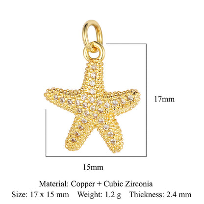 Elephant starfish tropical fish copper zircon pendant