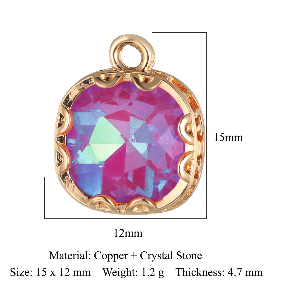 Rectangle copper glass crystal pendant