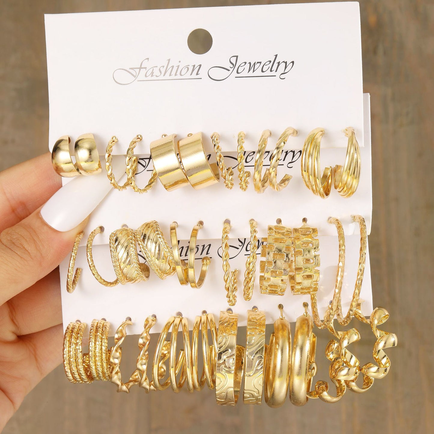 Twisted chain spiral earrings 18-piece set