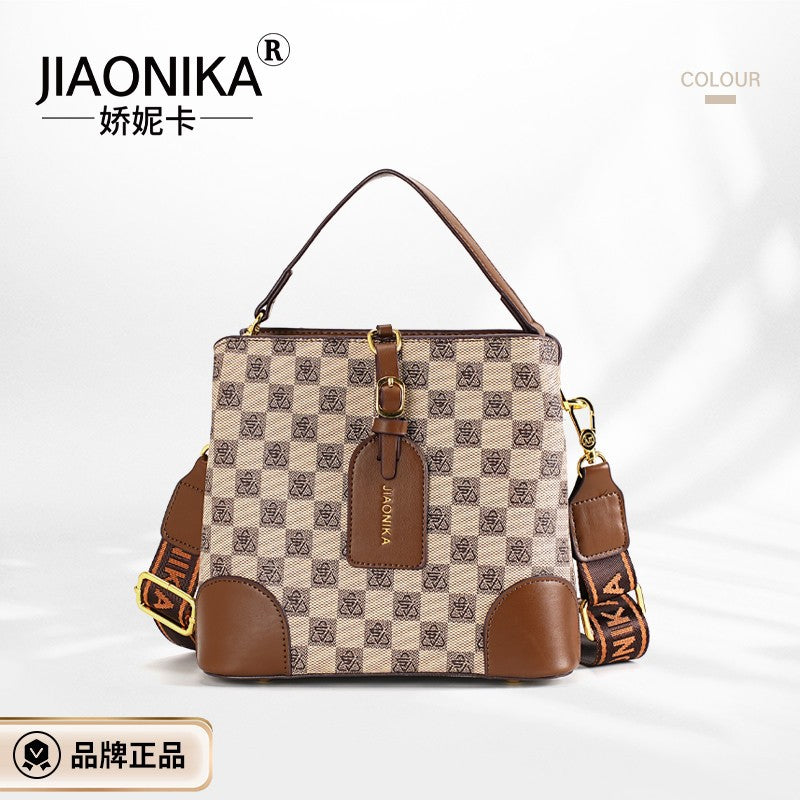 Women's retro fashion portable bucket bag