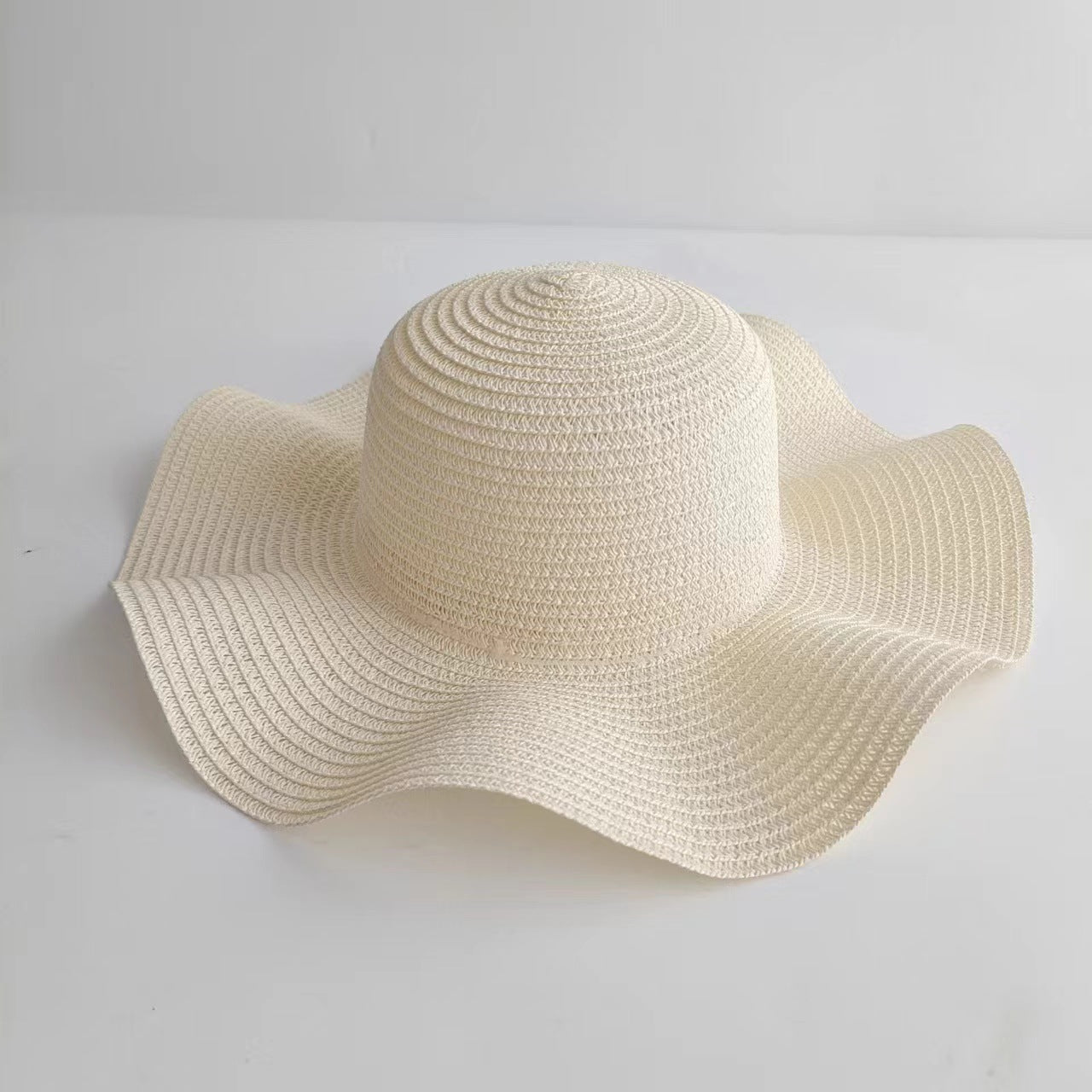 Sombrero de paja con borde ondulado para padre e hijo 