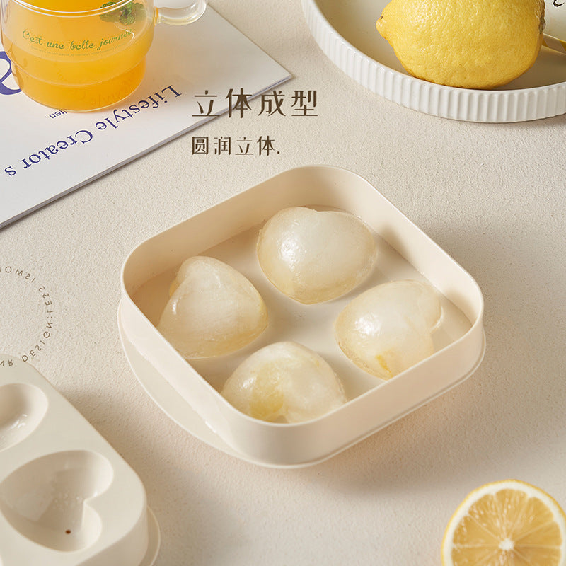 Heart-Shaped Four-Cavity Silicone Ice Cube Tray