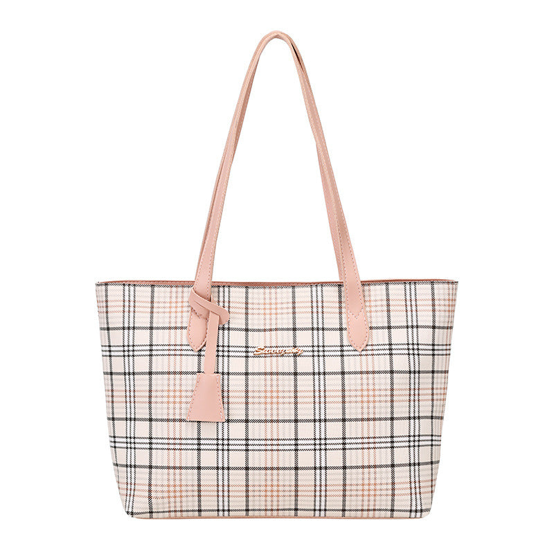 Plaid print tote bag