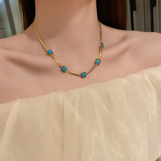 18K Gold Stainless Steel Peacock Blue Necklace – Unique Design