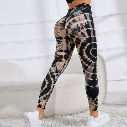 Seamless Peach-Butt High-Waist Tie-Dye Yoga Pants