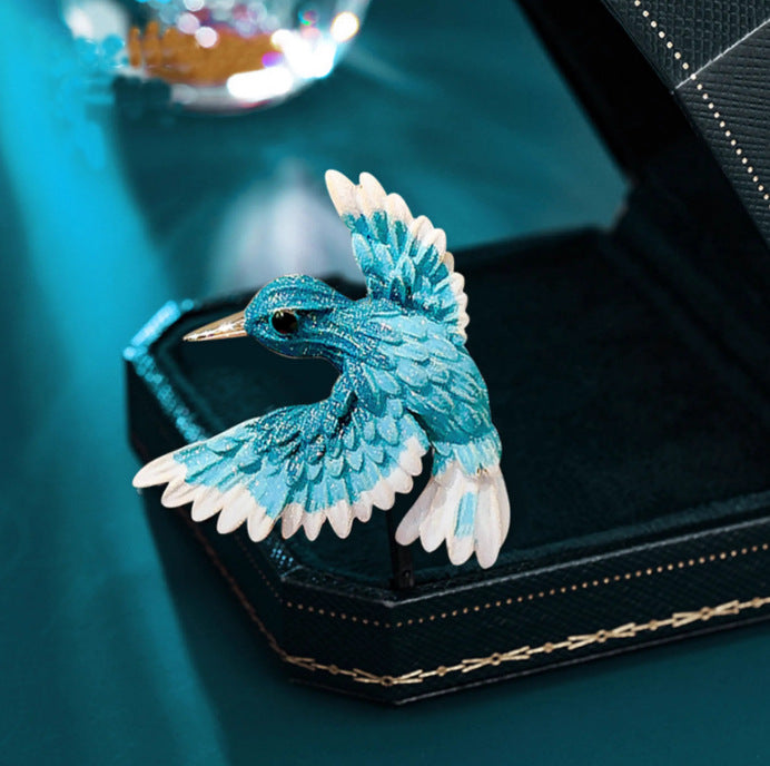 New Chinese style blue-winged bird brooch