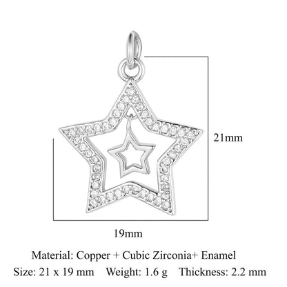 Moon Star Ballet Dancer Copper Zircon Pendant