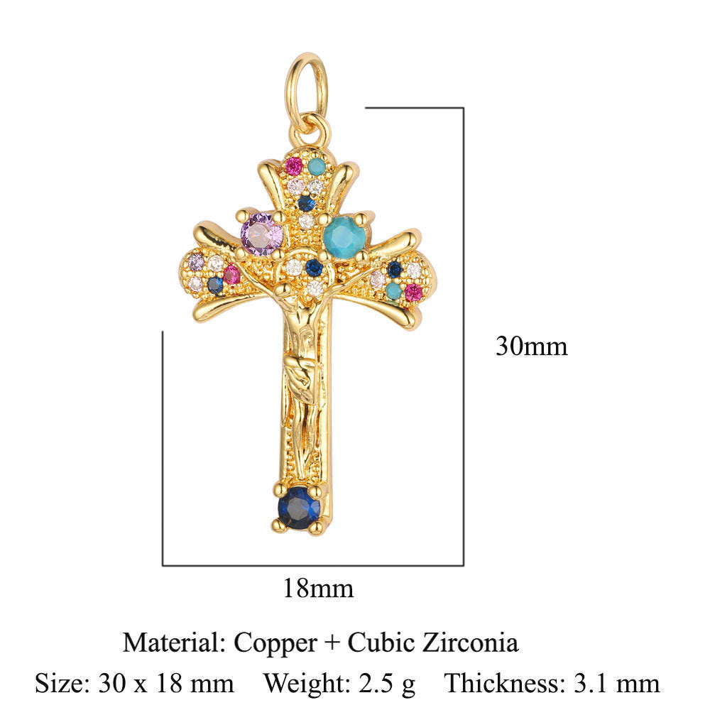 Cross Copper Zircon Necklace Pendant Tree of Life