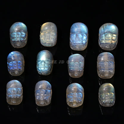 7A natural gray moonstone Pixiu through-hole loose beads