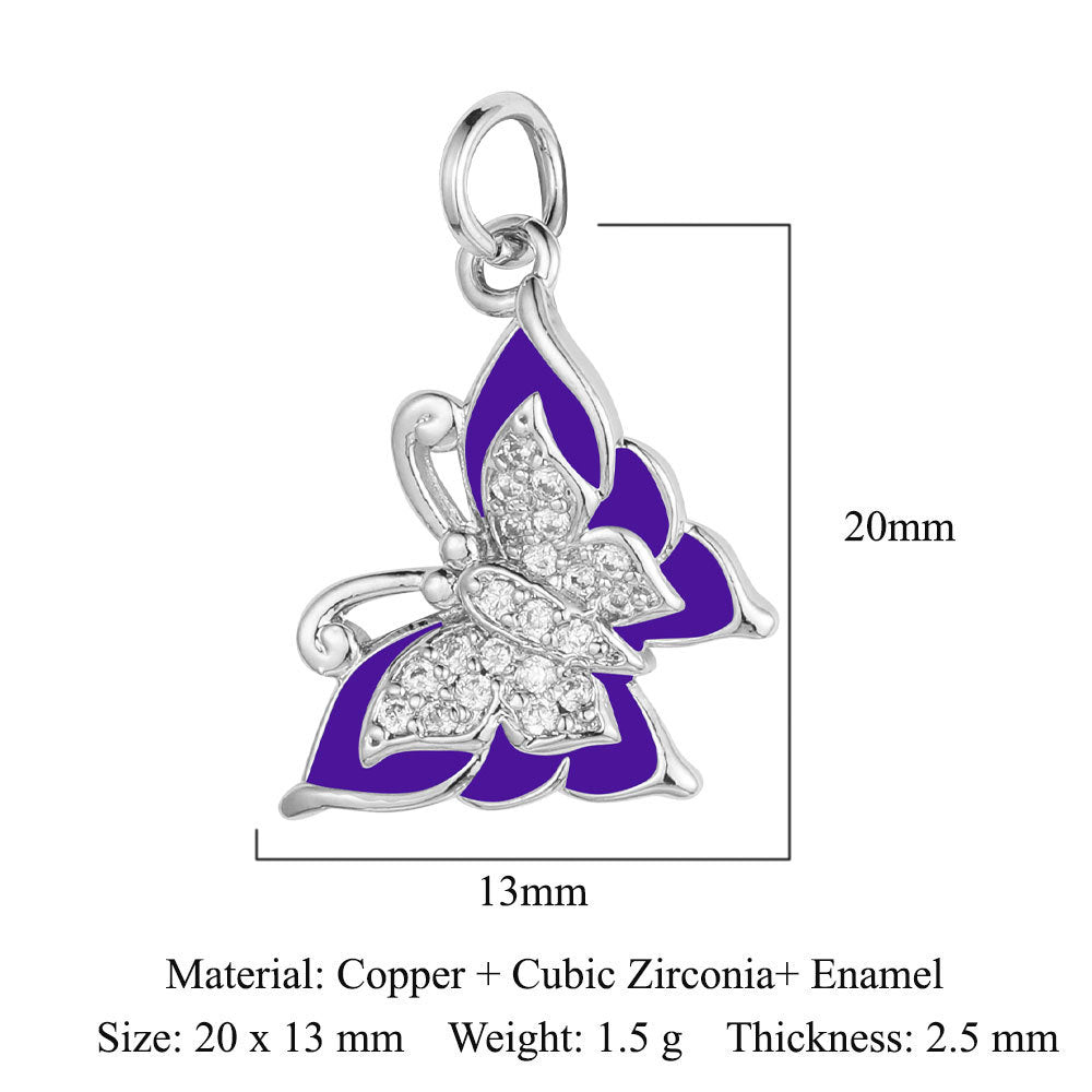 Butterfly Moon Rabbit Copper Zircon DIY Pendant