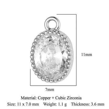 Copper zircon round oval pendant.