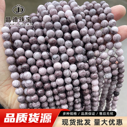 Natural purple wood grain stone beads