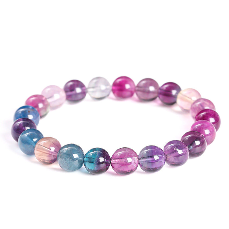 Natural light color ice transparent rainbow fluorite bracelet