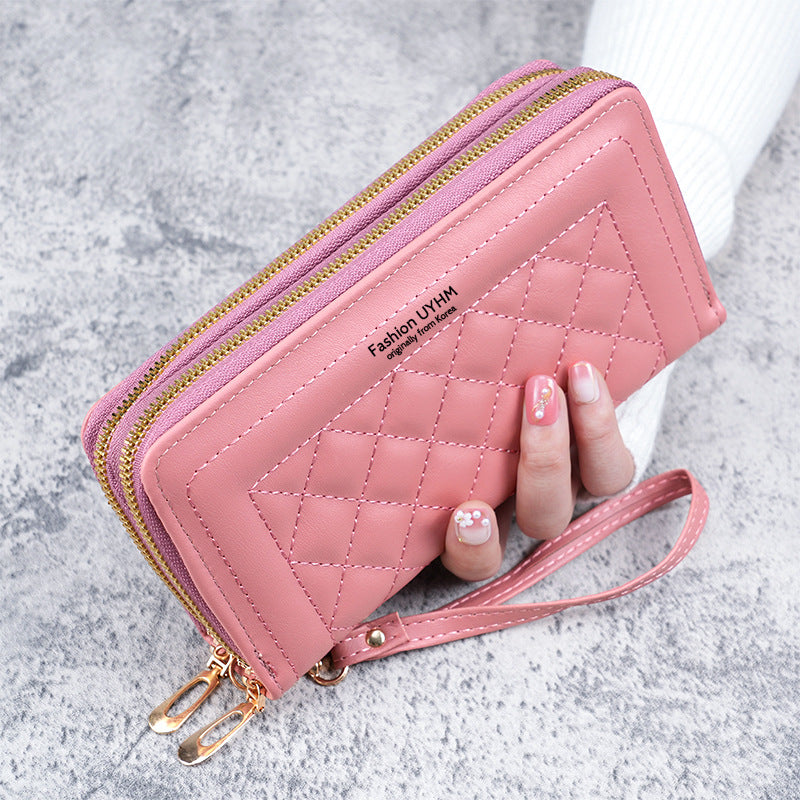 Mobile phone bag double zipper wallet