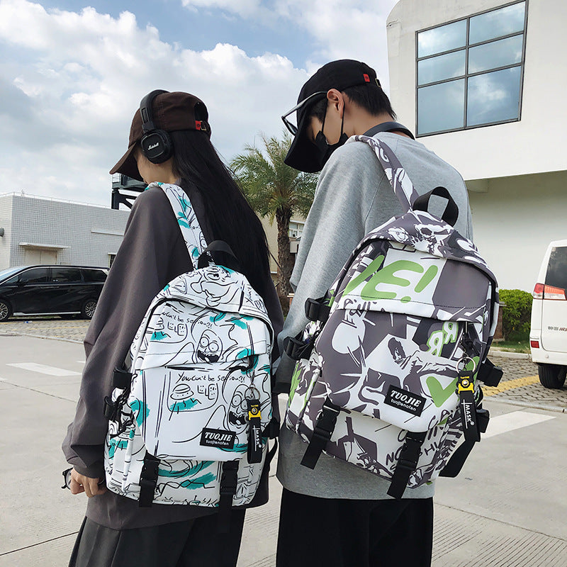 Couple backpack fashion camouflage graffiti