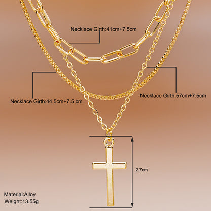 Cross Pendant Layered Necklace