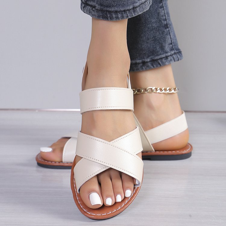 Cross step flat sandals