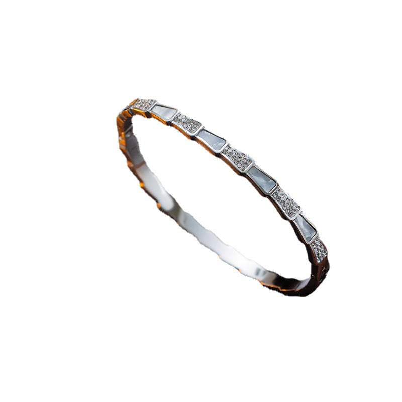 Korean Style Stainless Steel Mother of Pearl Bangle