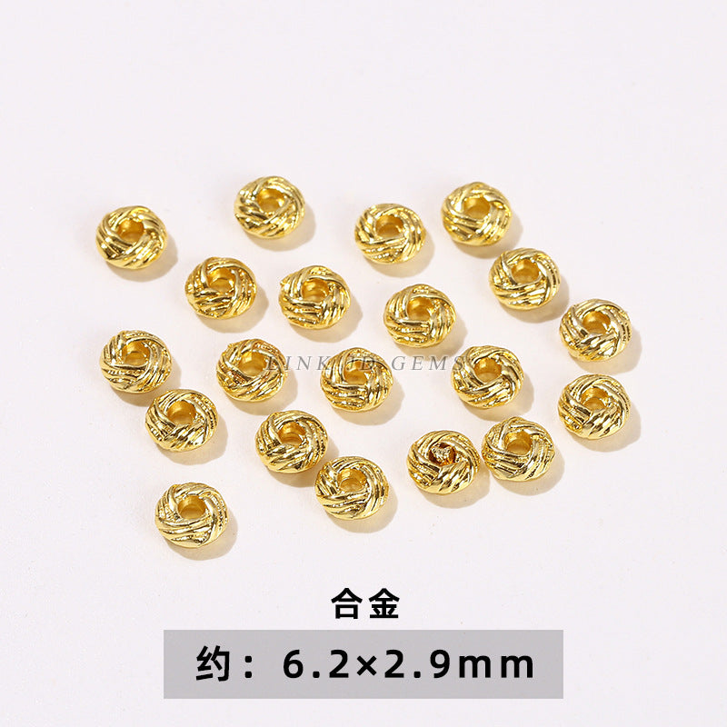 14/18K gold nine-character needle ball needle flower holder copper ring heart shape