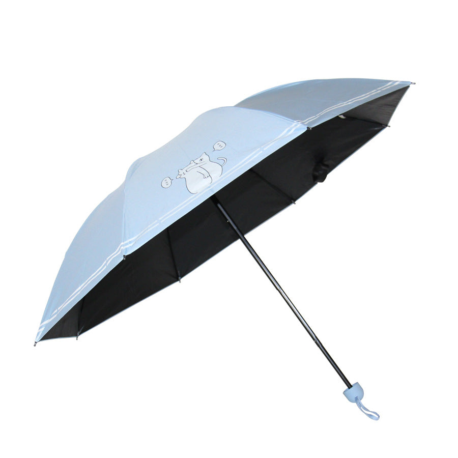 Cat Design 3-Fold Umbrella UV Protection Umbrella