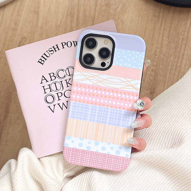 Apple 15 Pro Ins Film 2-in-1 Cute Bear iPhone 12 Color Block