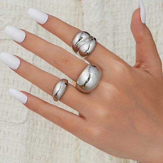 Smooth Ball Open Ring Set