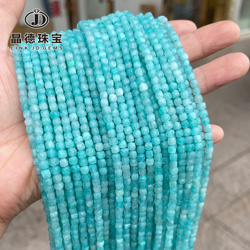 4-5Mm natural Tianhe stone faceted square loose beads