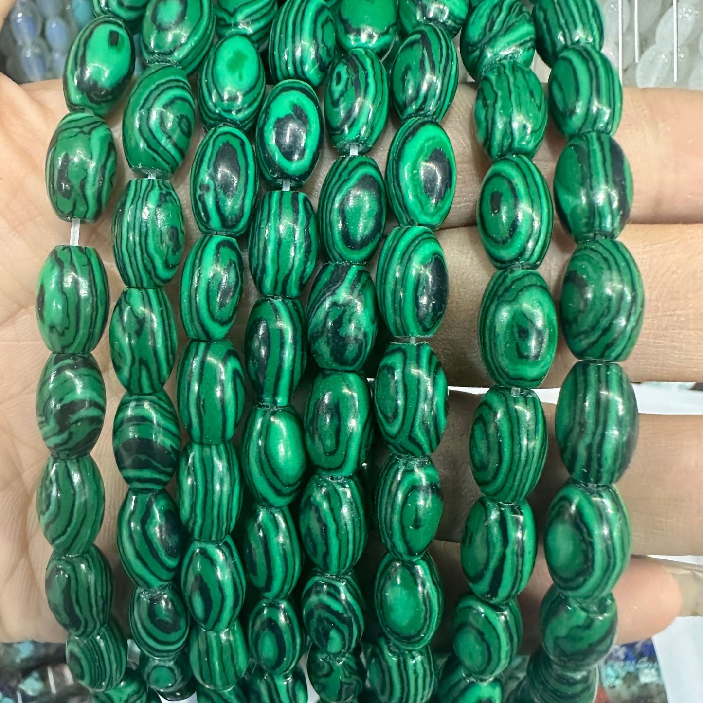 8*12mm natural stone oval rice beads