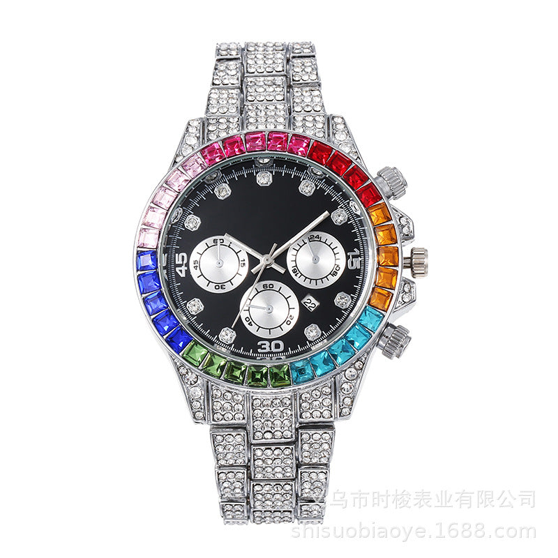 Rhinestone Roman Dial Men's Watch