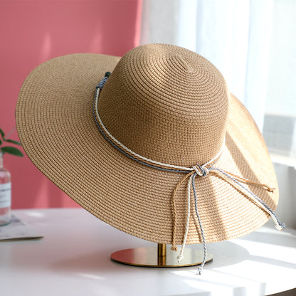 Summer Straw Hat Sun Protection Wide Brim Beach Vacation Foldable Trendy