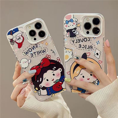 Apple 15 Pro Shell Pattern Cartoon Text iPhone XR Silver Button Hard Case