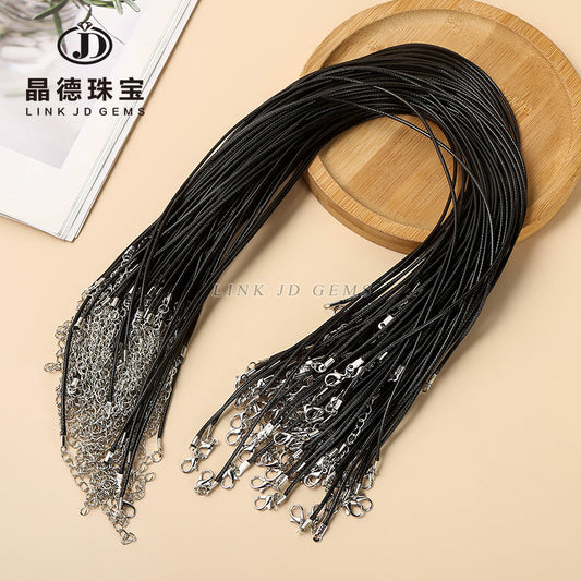 Black Wax Rope Necklace Rope Lobster Buckle Handmade