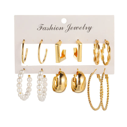 fashion Metal twist earrings set 6 pairs