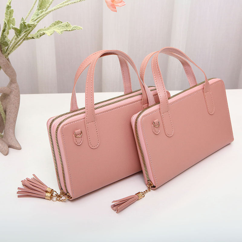 Double zipper mobile phone bag versatile shoulder bag