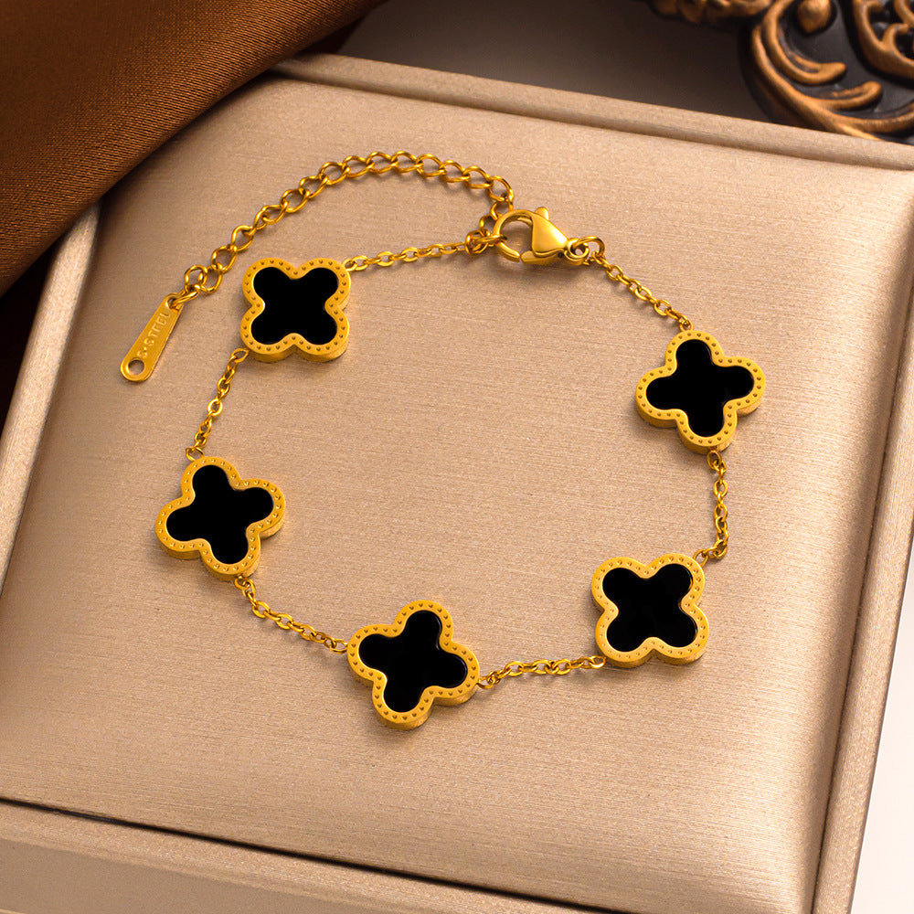 Gold Titanium Clover Bracelet - American Style