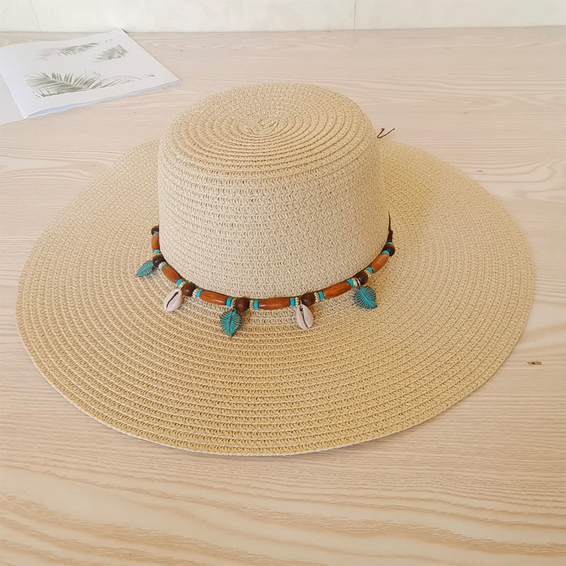 Women Beach Outdoor Wide Brim Flat Brim UV Korean Fashion Elegant Hat