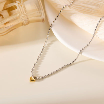 Gold and silver two-color love necklace