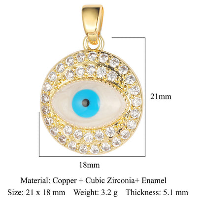 Copper zircon pendant evil eye blue eyes