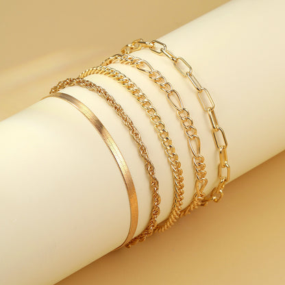 Multi-layer snake bone bracelet set 5 pieces