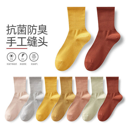 Pure White Anti-Odor Thermal Casual Mid-Calf Socks