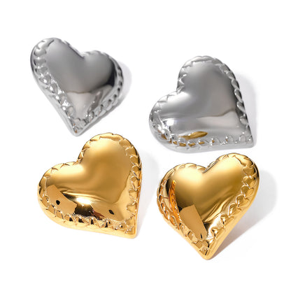 Gold Heart Edge Polished Earrings