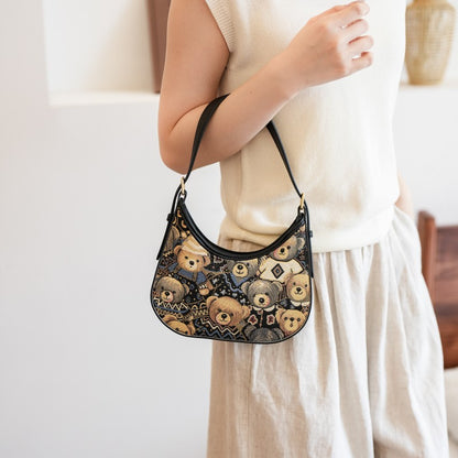 Crescent bag embroidered canvas