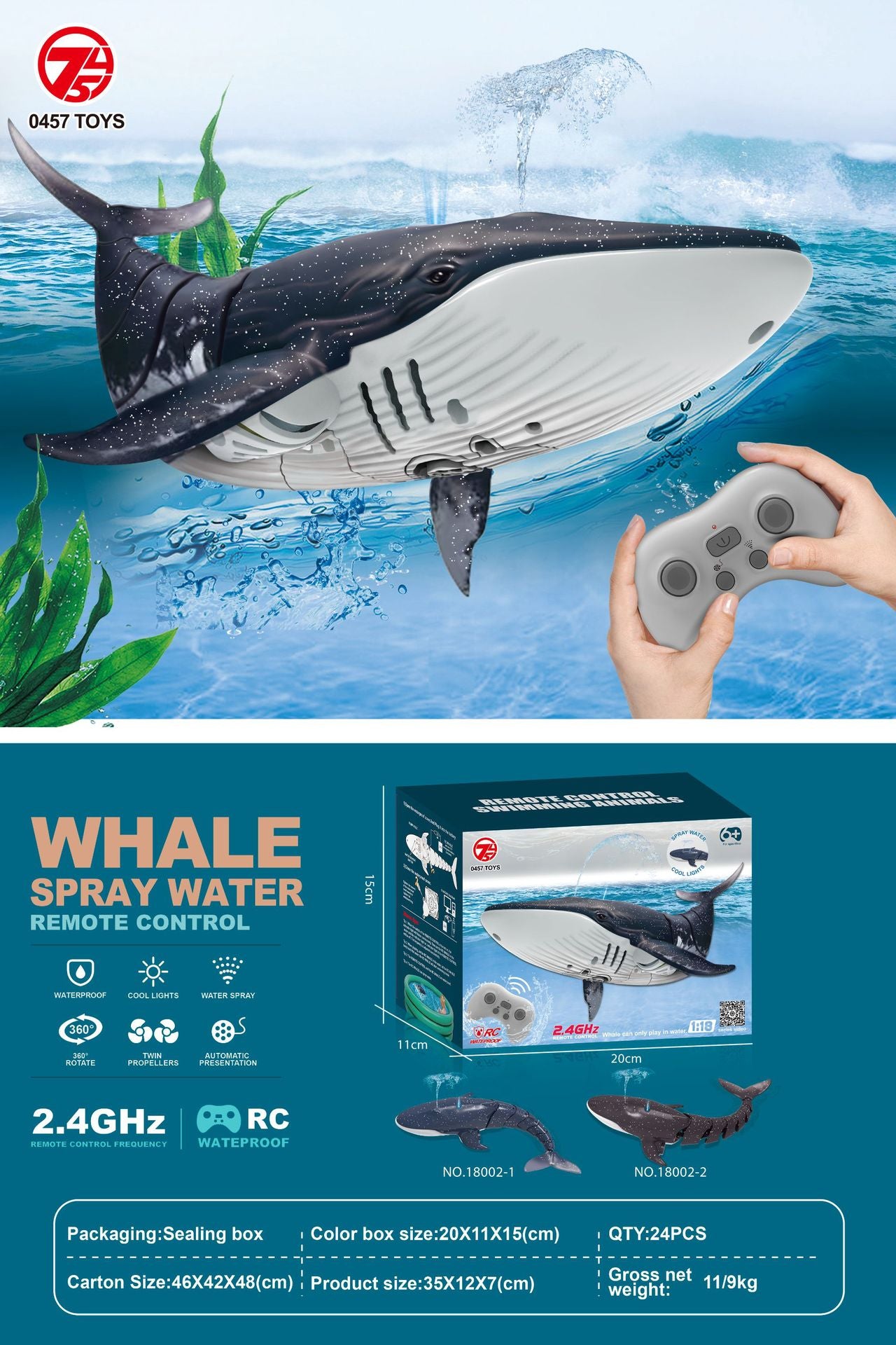 2.4GHz Remote Control Simulation Crocodile and Shark Underwater Waterproof Remote Controller Essential for Summer Swimming