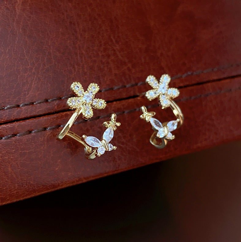 Temperament Butterfly Flower Earrings Premium Sense